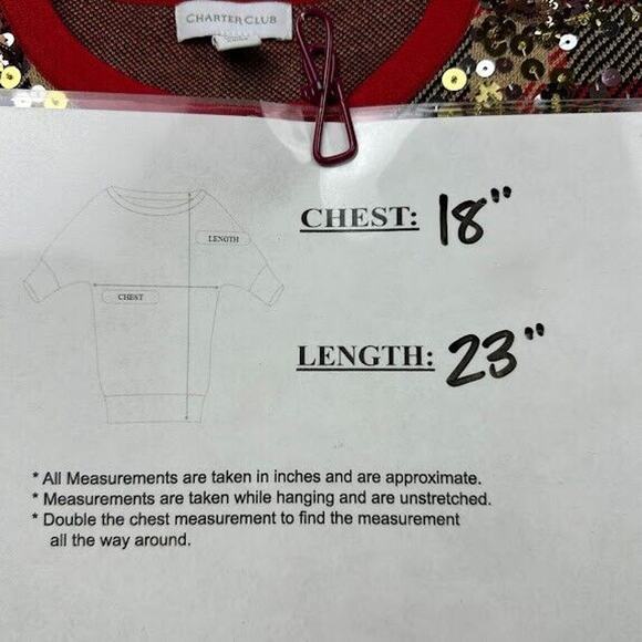 Charter Club Cardigan Sweater Womens Small Red Black Gold Plaid Sequin Holiday - Picture 7 of 7